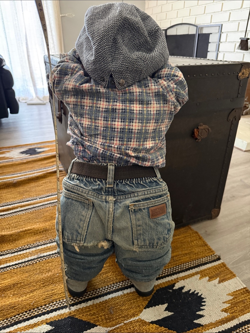 Denim Utility Shorts in Distressed Blue